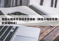 微信小程序開發(fā)技術有哪些（微信小程序開發(fā)的關鍵技術）