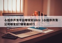 小程序開發(fā)平臺(tái)哪家好2022（小程序開發(fā)公司哪家好?哪家最好?）