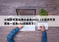 小程序開發(fā)收費(fèi)價(jià)目表2022（小程序開發(fā)費(fèi)用一覽表c3o華網(wǎng)天下）