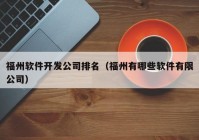 福州軟件開(kāi)發(fā)公司排名（福州有哪些軟件有限公司）