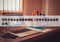 軟件開(kāi)發(fā)企業(yè)資質(zhì)有哪些（軟件開(kāi)發(fā)企業(yè)資質(zhì)證書(shū)）