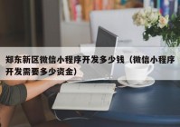 鄭東新區(qū)微信小程序開發(fā)多少錢（微信小程序開發(fā)需要多少資金）