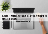 小程序開發(fā)要用到什么語(yǔ)言（小程序開發(fā)要用到什么語(yǔ)言編寫）